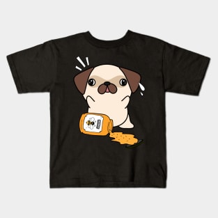 Naughty Pug spilled a jar of honey Kids T-Shirt